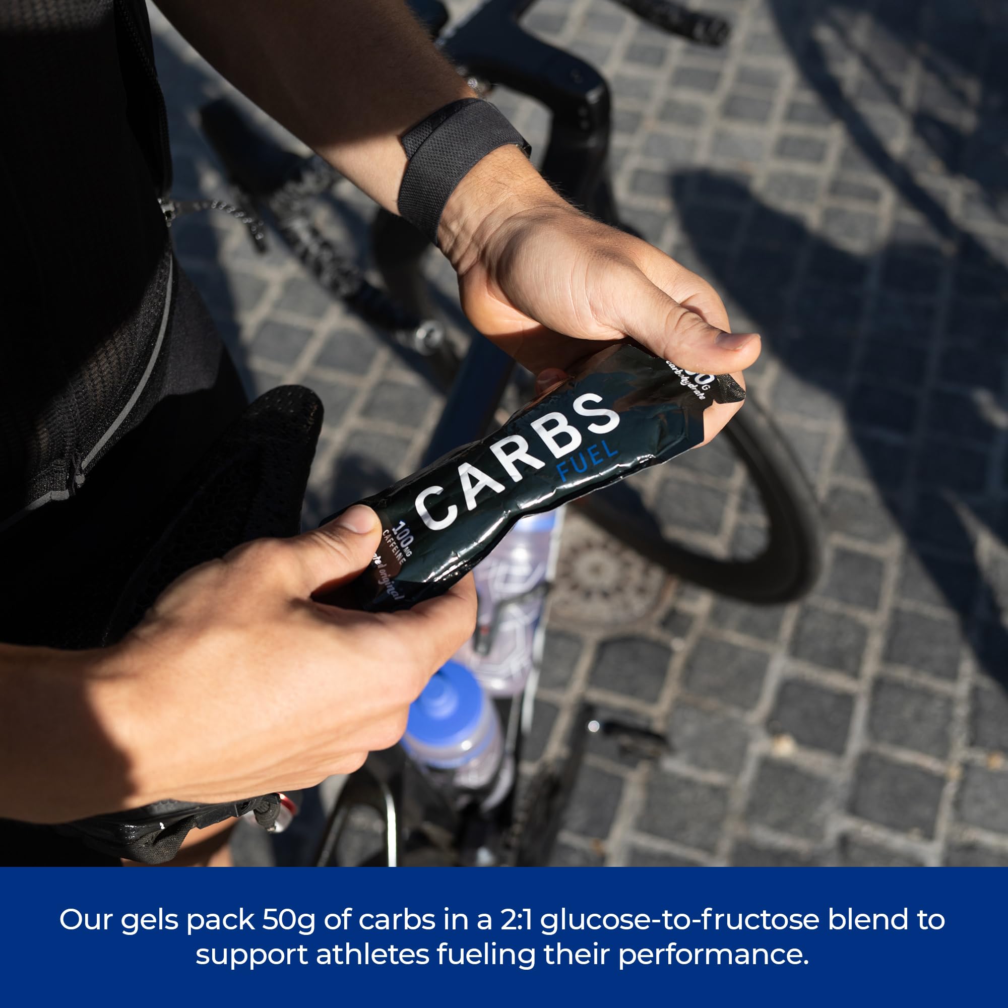 Carbs Fuel gel original con cafeína, energía rápida para carrera o ciclismo.