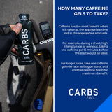 Carbs Fuel gel original con cafeína, apto para veganos y sin gluten.