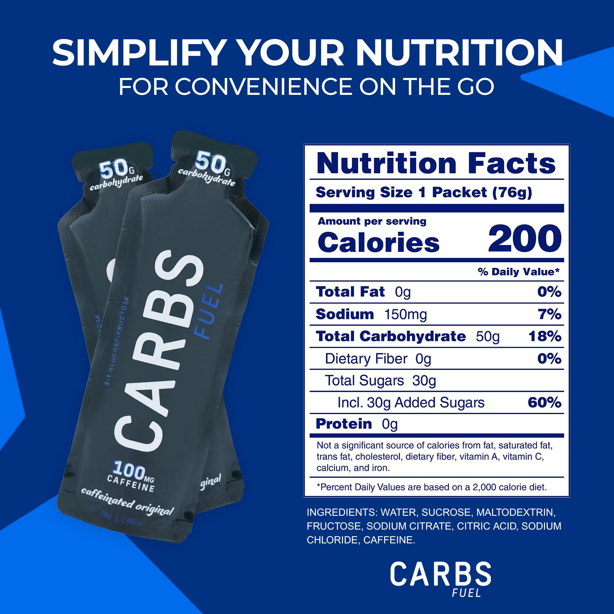 Carbs Fuel gel original con cafeína, sabor neutro y ligero toque cítrico.