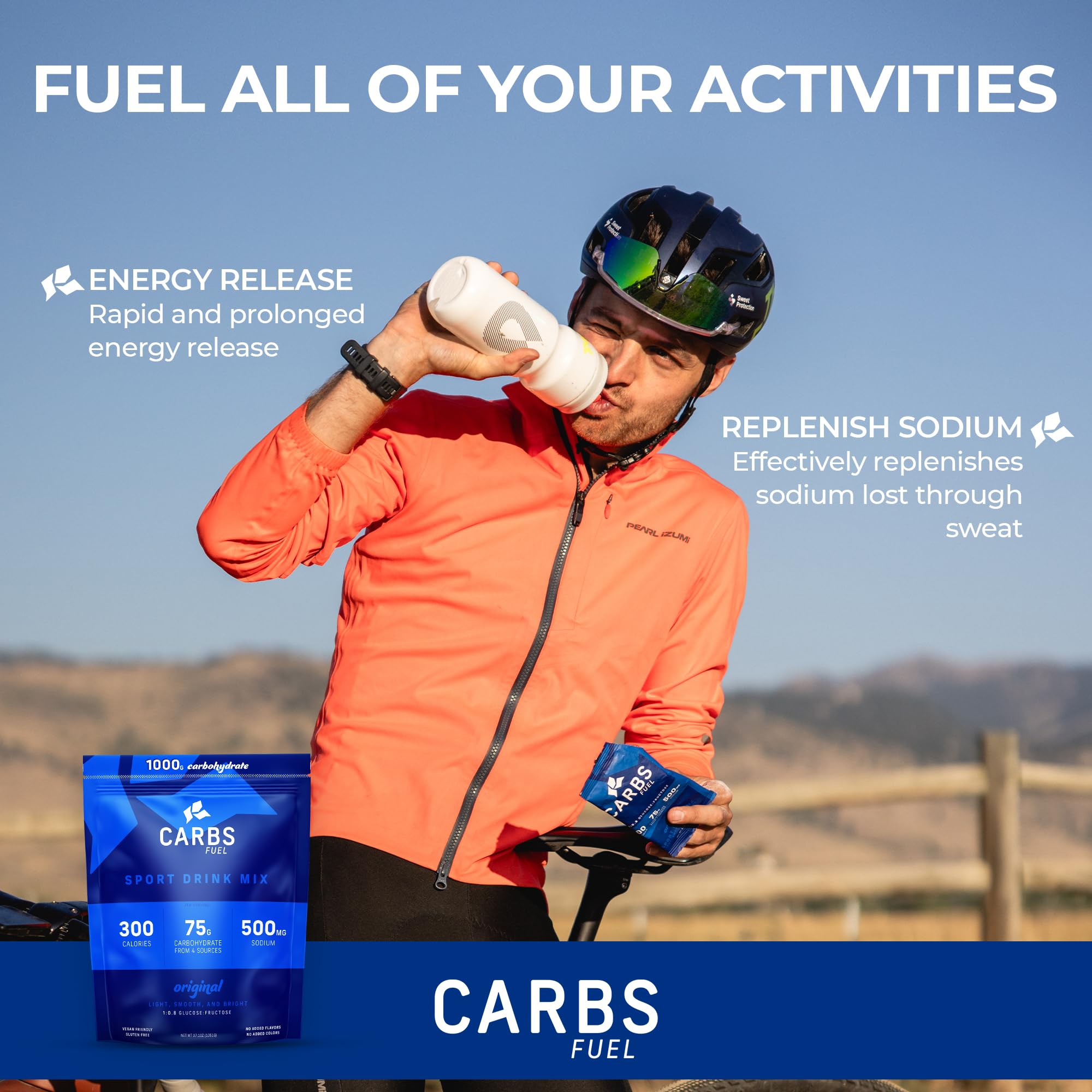 Uso en entrenamientos largos con Carbs Fuel para mantener rendimiento.