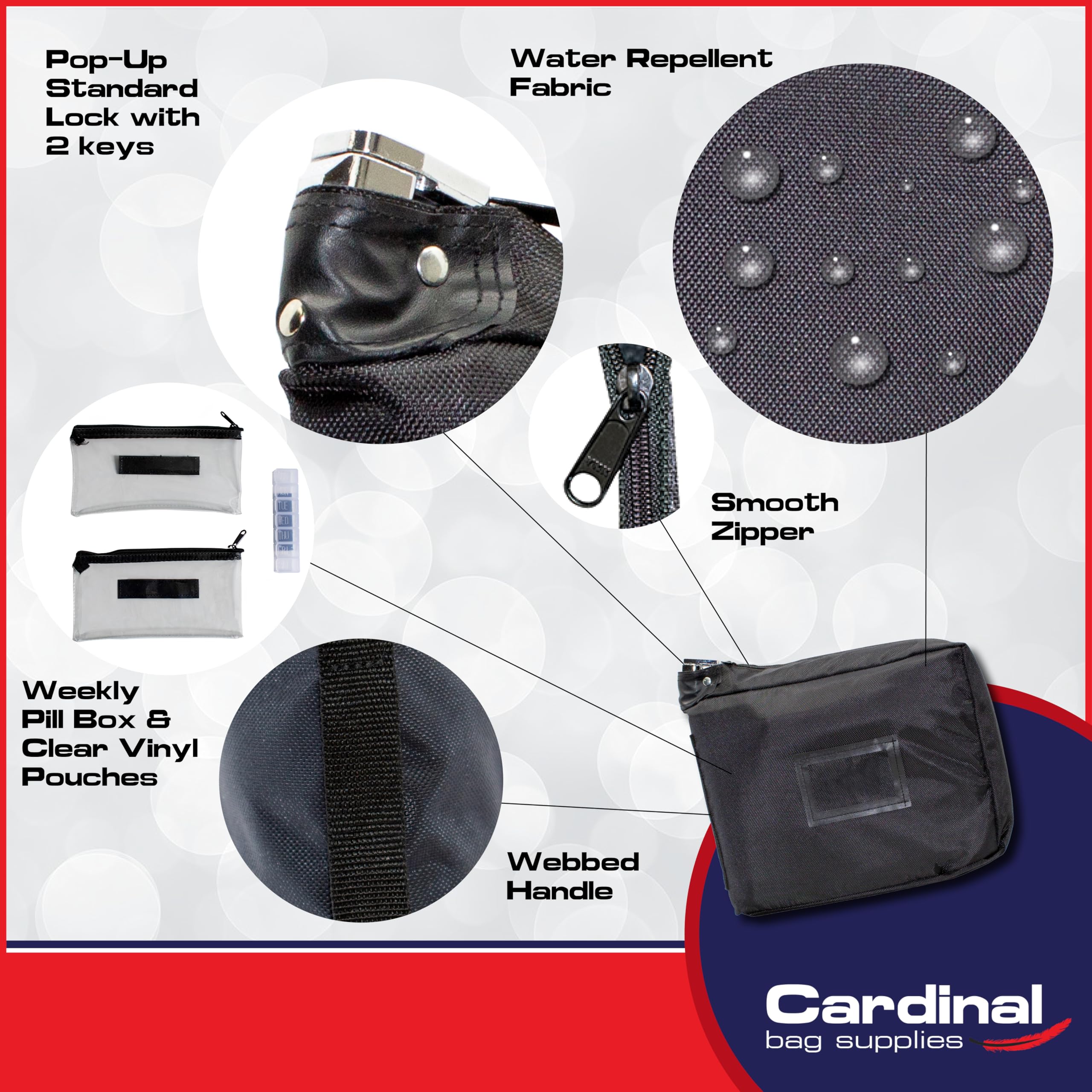 Cardinal bag supplies asa ergonómica para transporte cómodo en cada salida.
