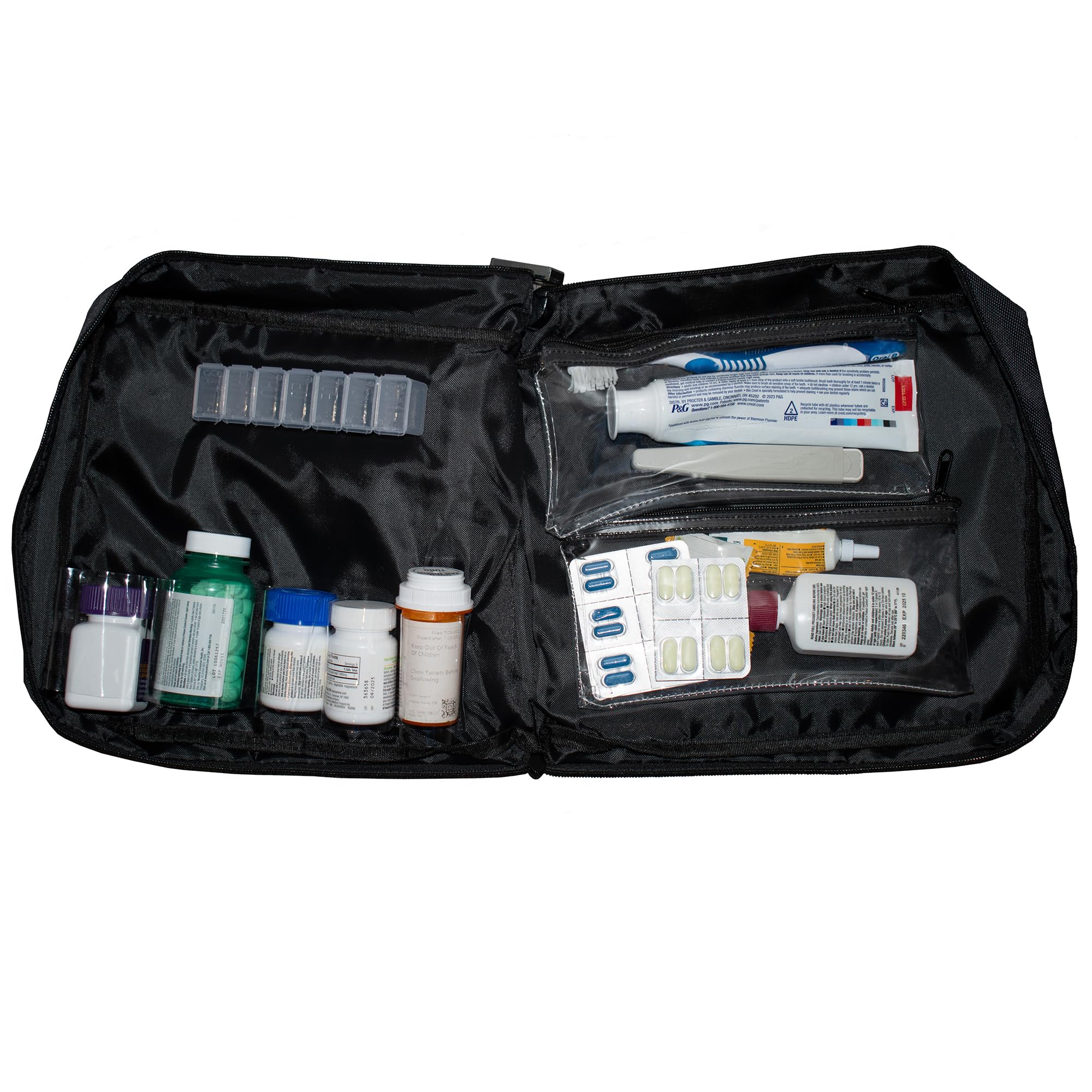 Cardinal bag supplies bolsa de medicina con bolsas transparentes removibles para facilitar la revisión.
