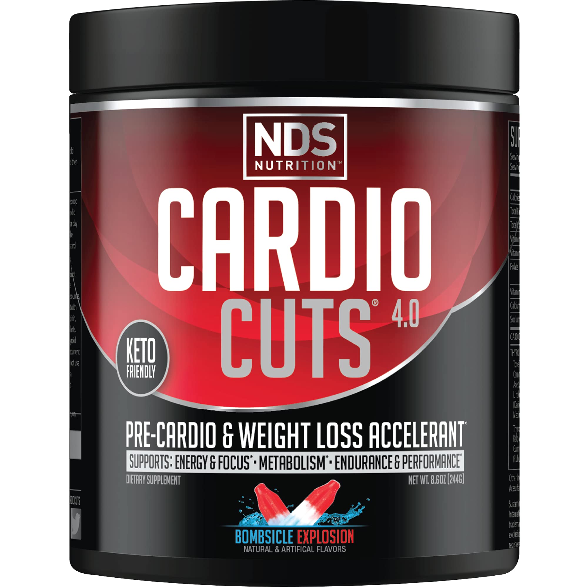 Cardio Cuts envase con etiqueta para entrenamiento diario y quema de grasa