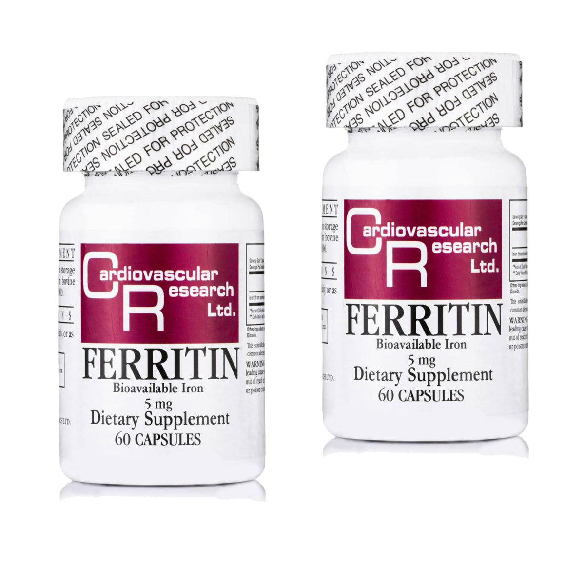 Cardiovascular Research Ferritin 5 mg, botella de cápsulas para uso diario