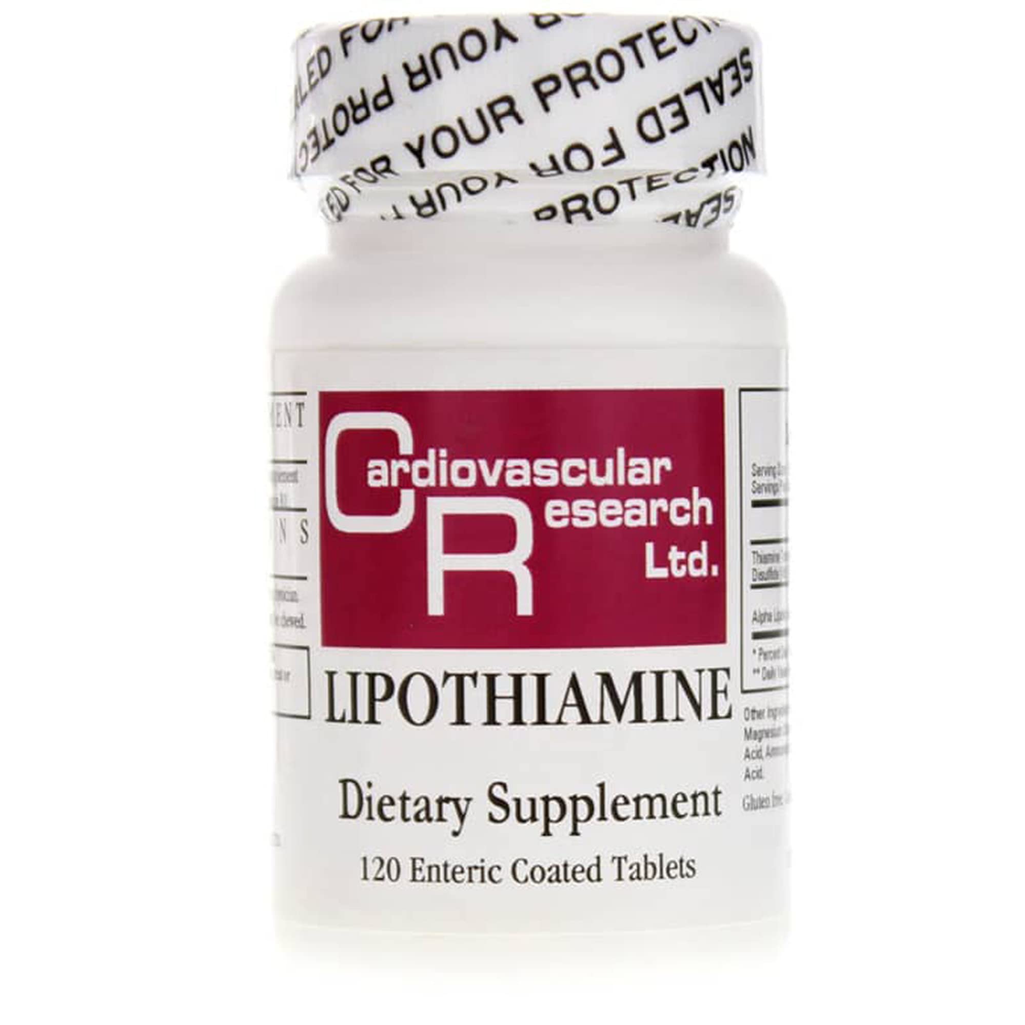 Cardiovascular Research Lipotiamina B, tabletas 120, alta biodisponibilidad para energía diaria.