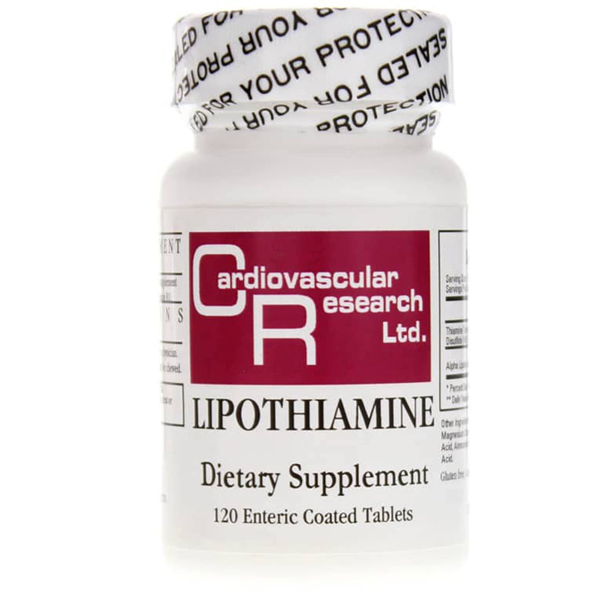 Cardiovascular Research Lipotiamina B, tabletas 120, alta biodisponibilidad para energía diaria.