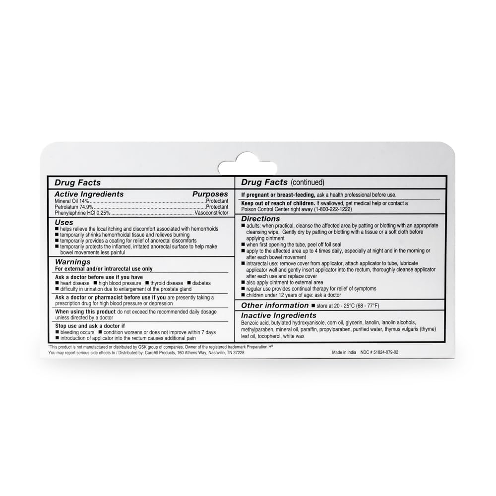 Embalaje sellado de CareAll Hemorroidal para tranquilidad y seguridad.