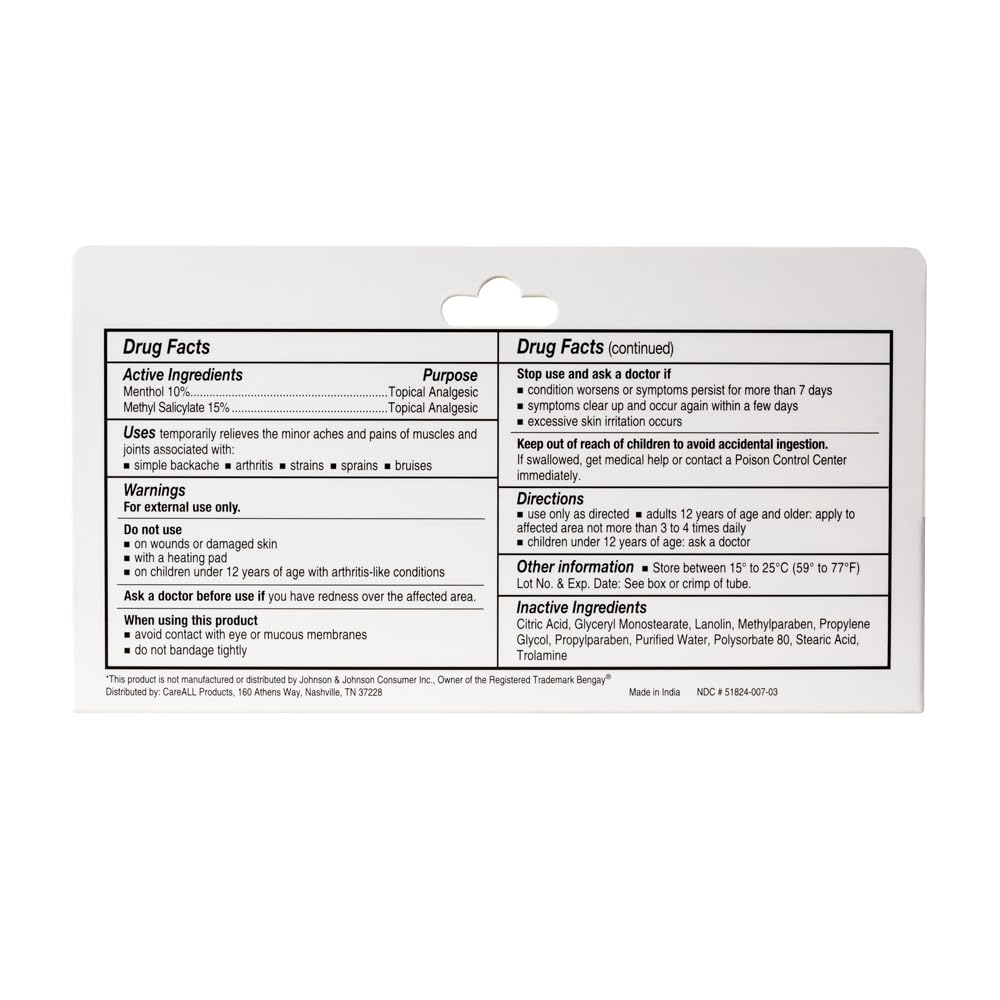 CareAll Muscle Rub: envase con sello de seguridad para uso externo.