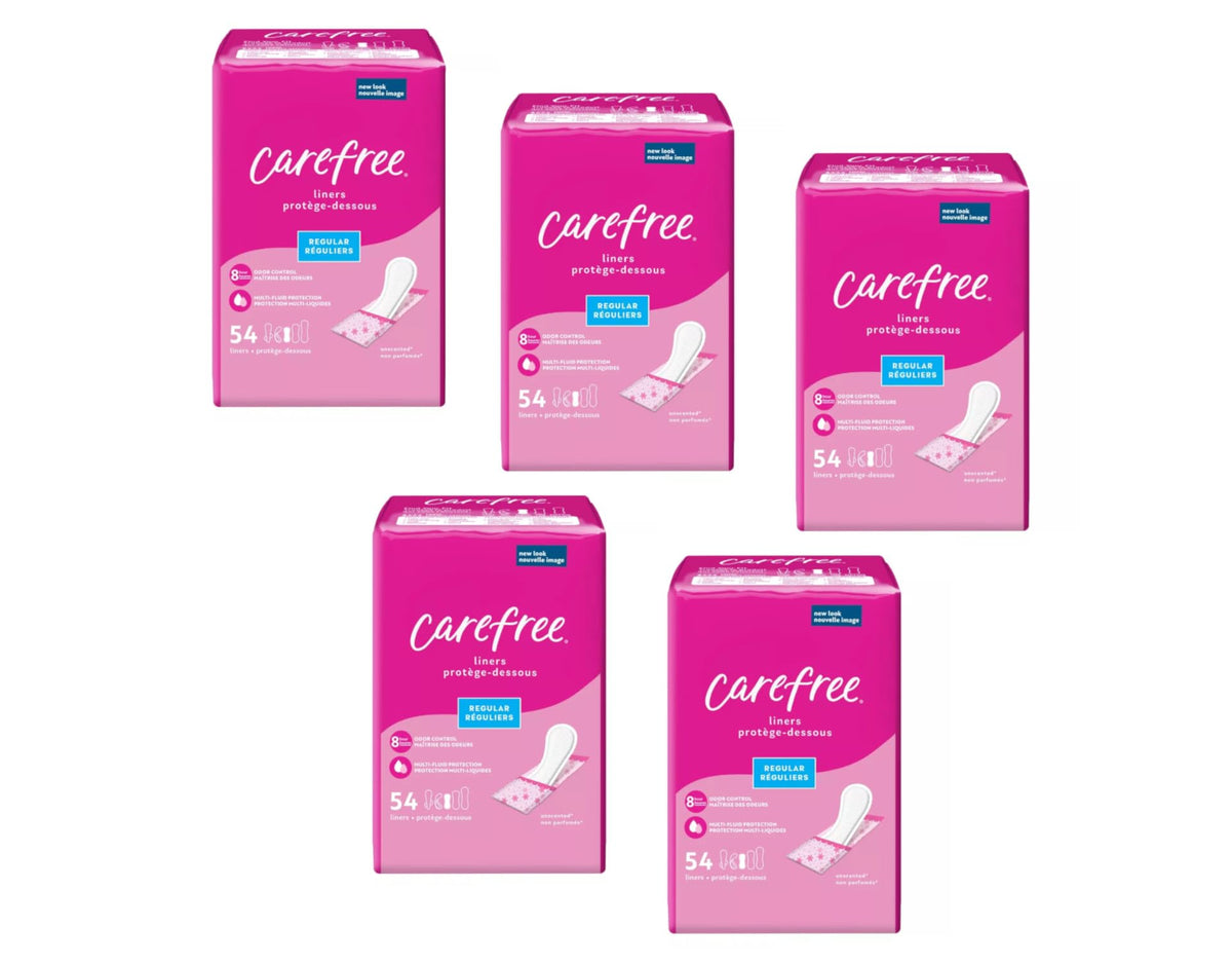 Carefree Acti-Fresh Body Shape Regular To Go, empaque frontal, fácil de llevar.