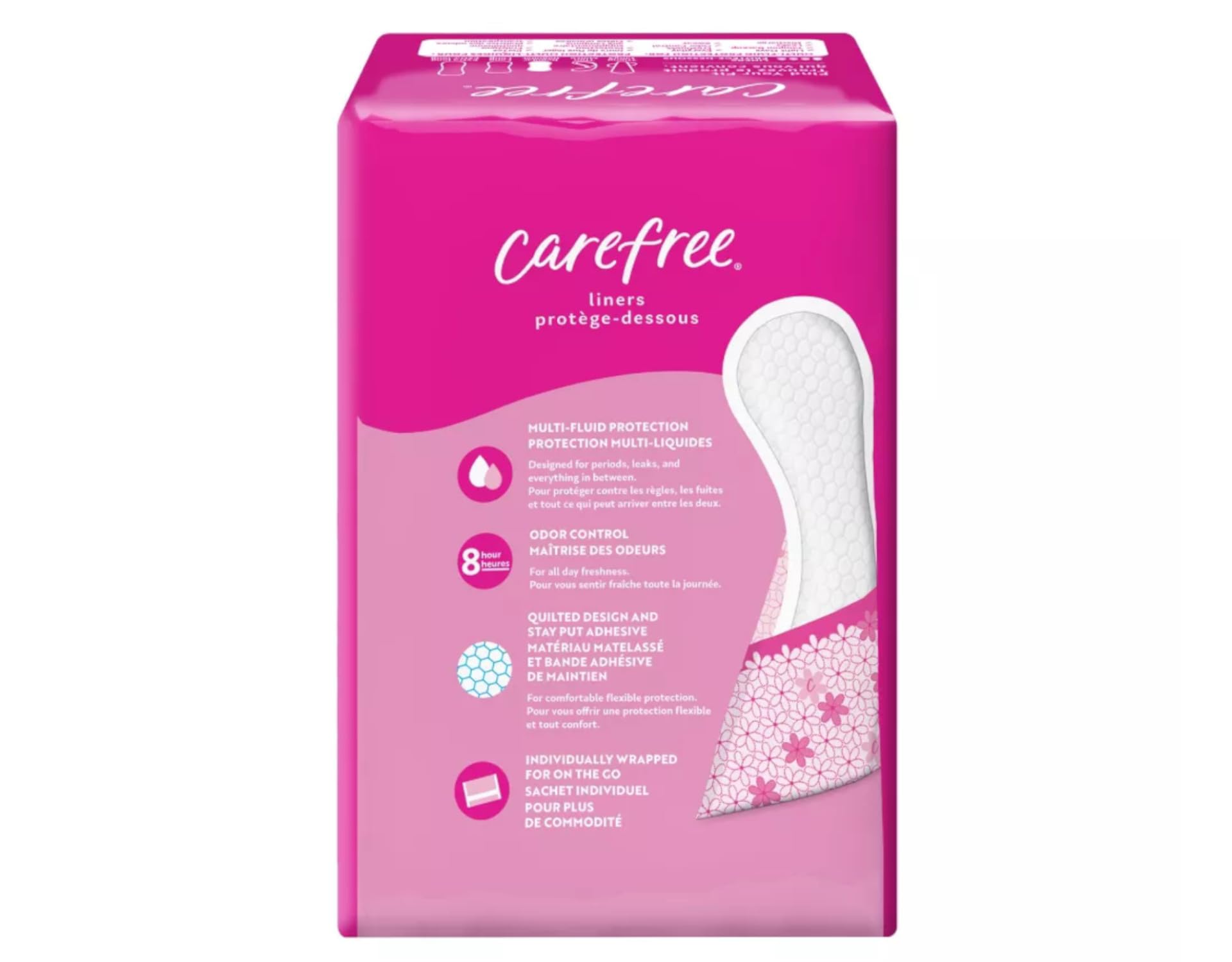 Carefree Acti-Fresh Body Shape Regular To Go, plano abierto, cómodo uso diario.