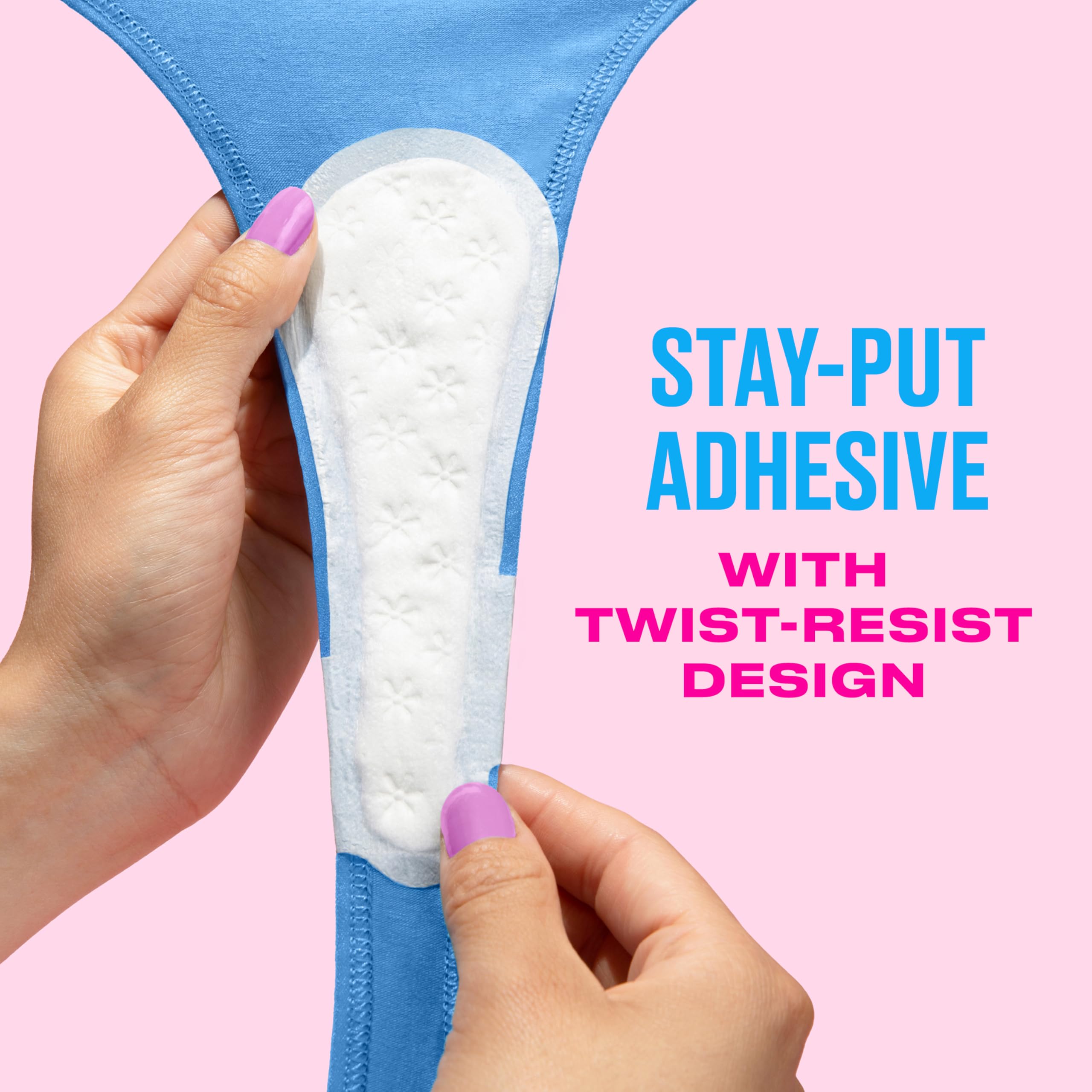 Nuevo empaque Carefree protector tanga con diseño fresco.