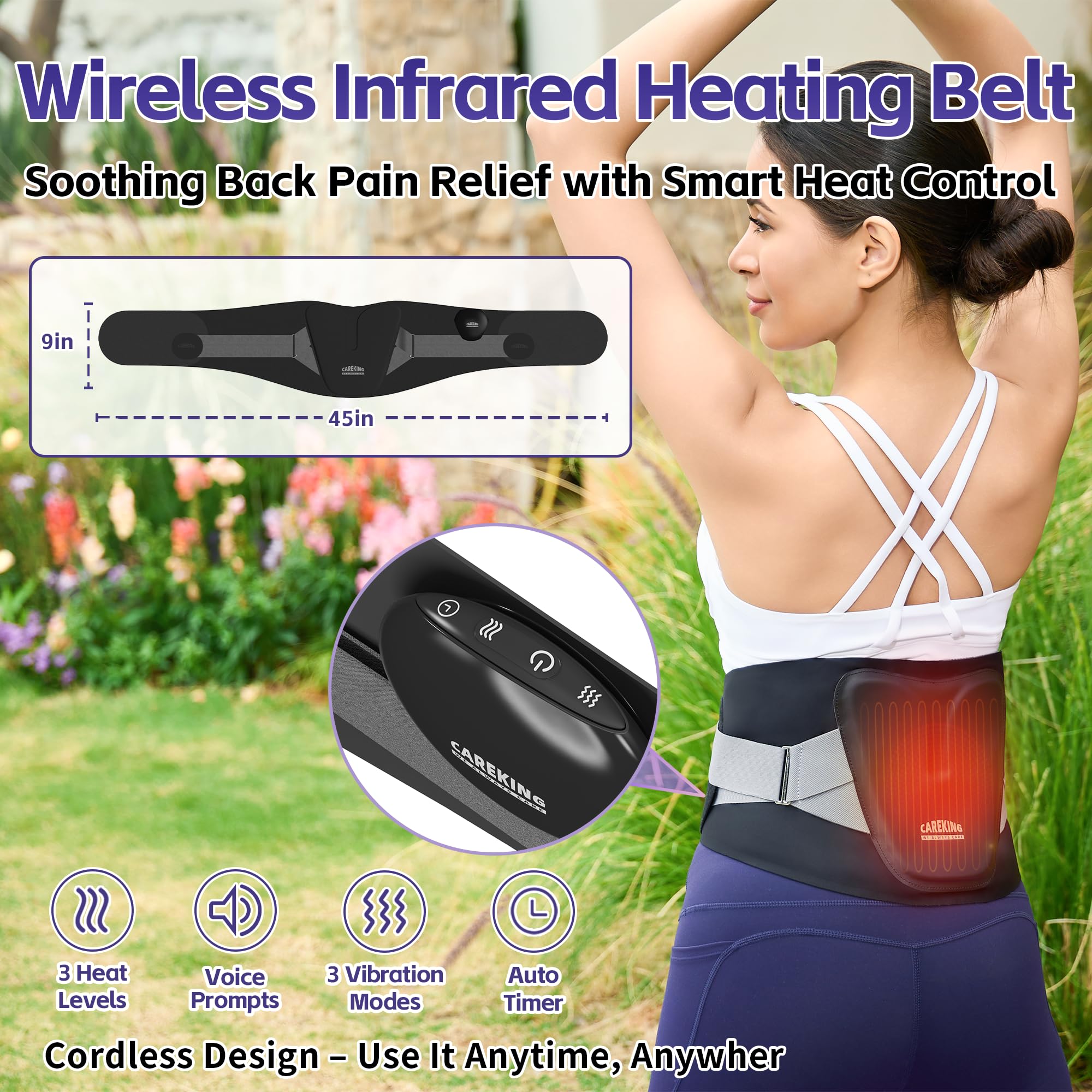 CAREKING correa soporte lumbar ajustable para mayor estabilidad.