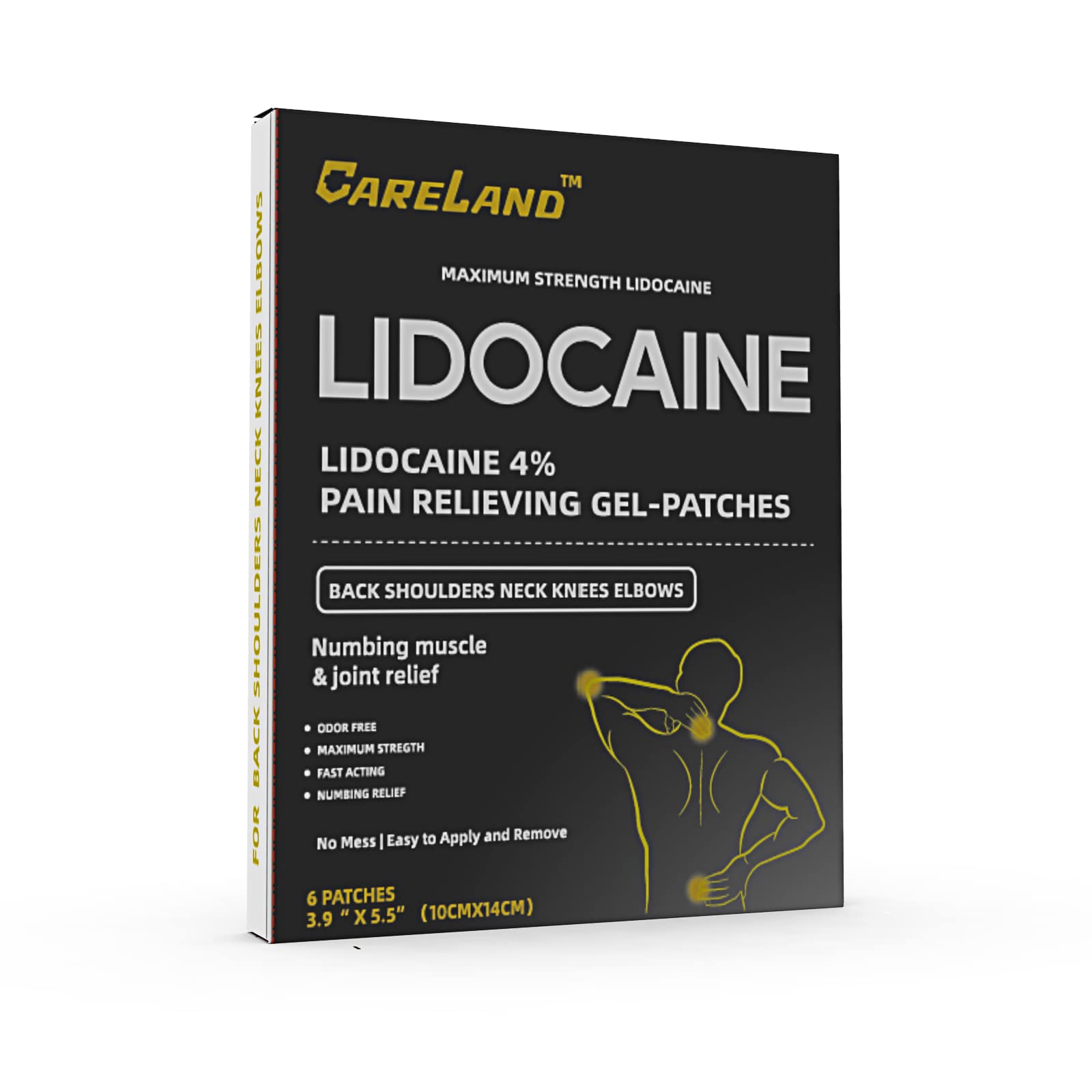 Parche CARELAND 4% lidocaína para cuello, alivio temporal de dolor y rigidez.
