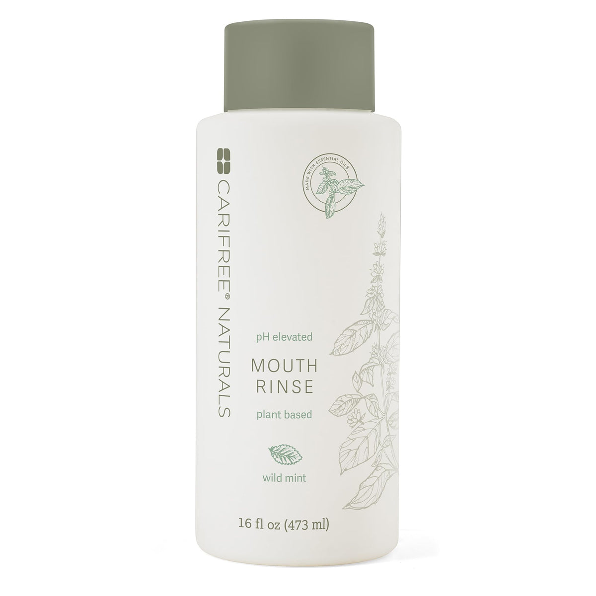 CariFree Naturals Enjuague Bucal sin alcohol en frasco para uso diario.