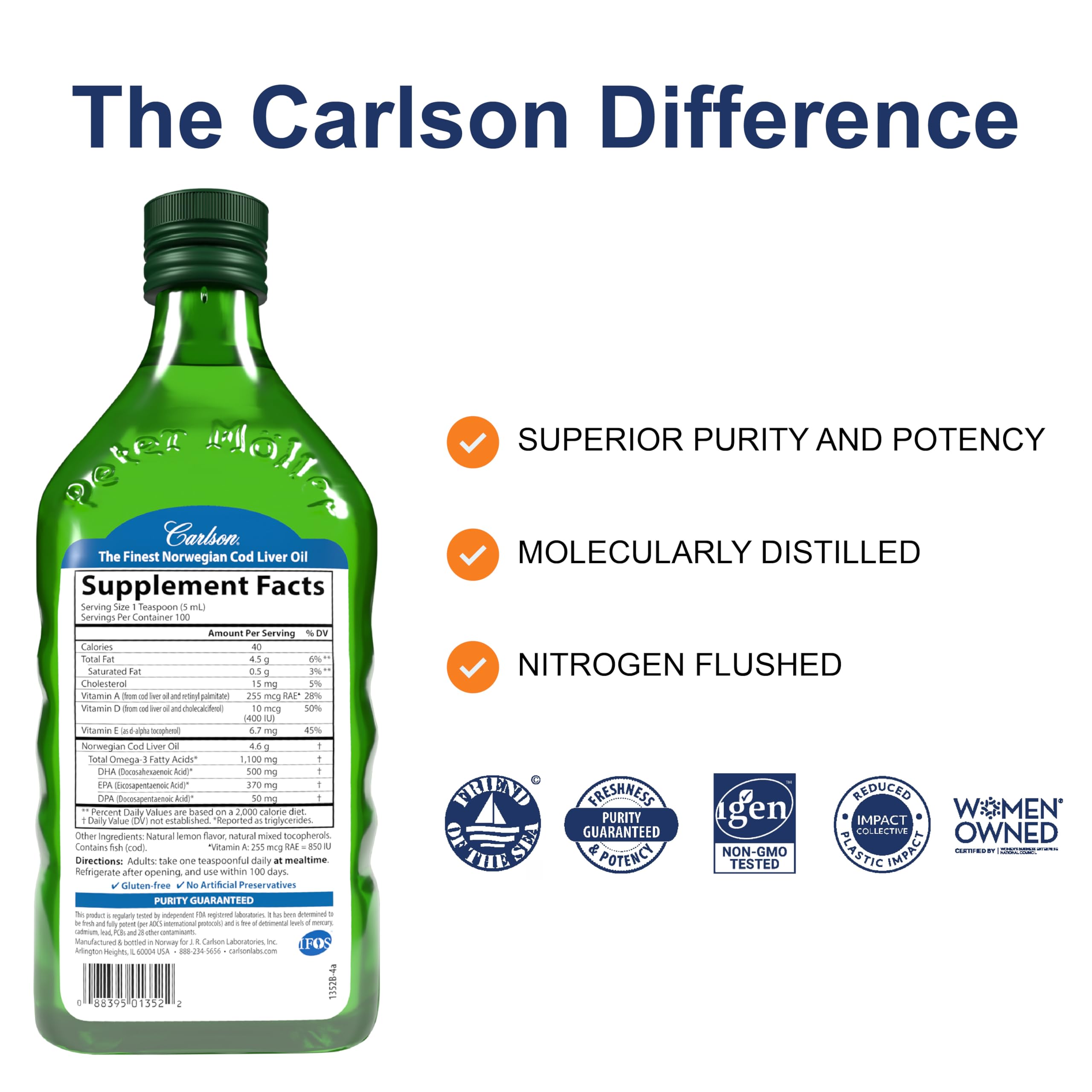 Carlson etiqueta, información nutricional clara para comparar beneficios