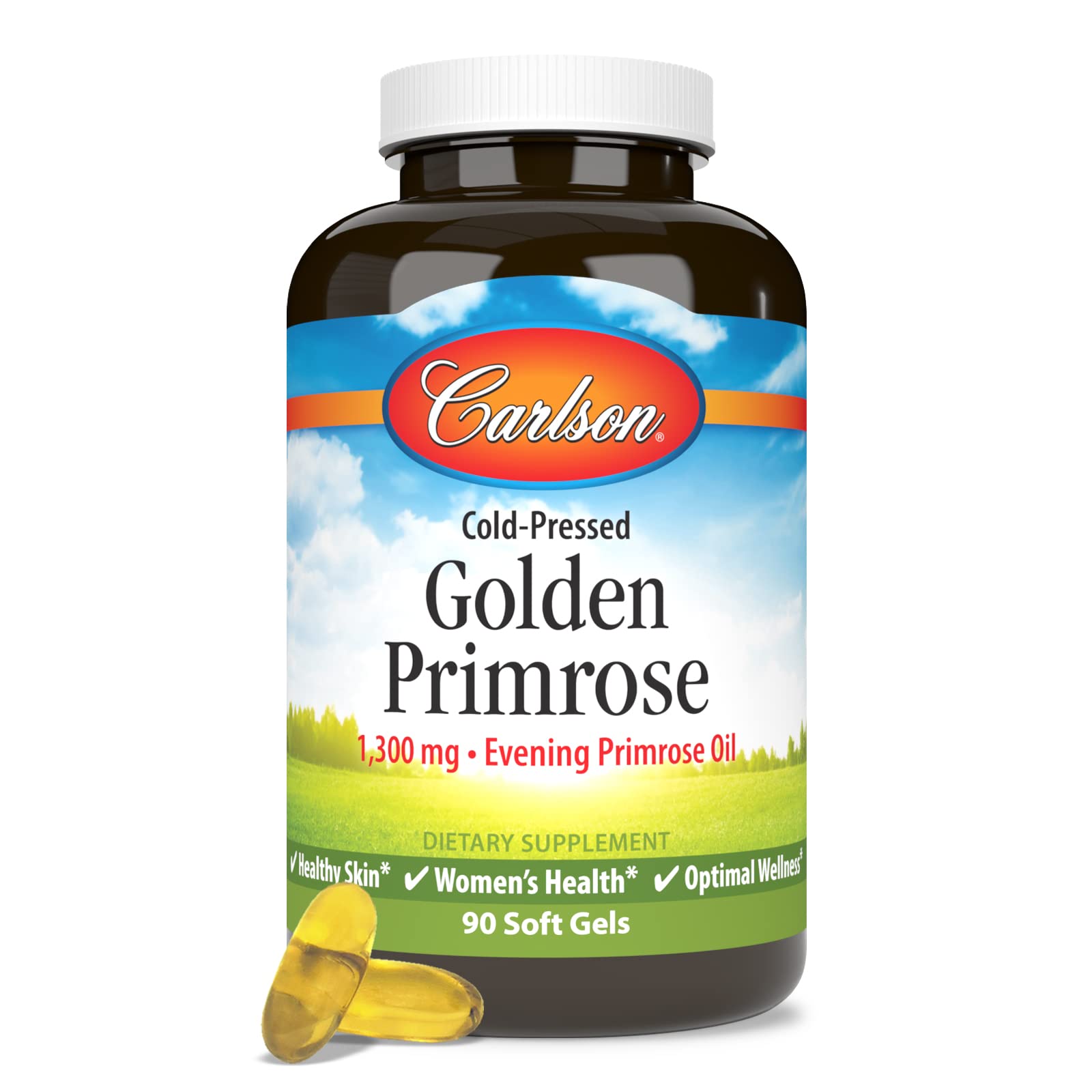 Carlson Aceite de Onagra 1300 mg; dosis diaria en cápsula.