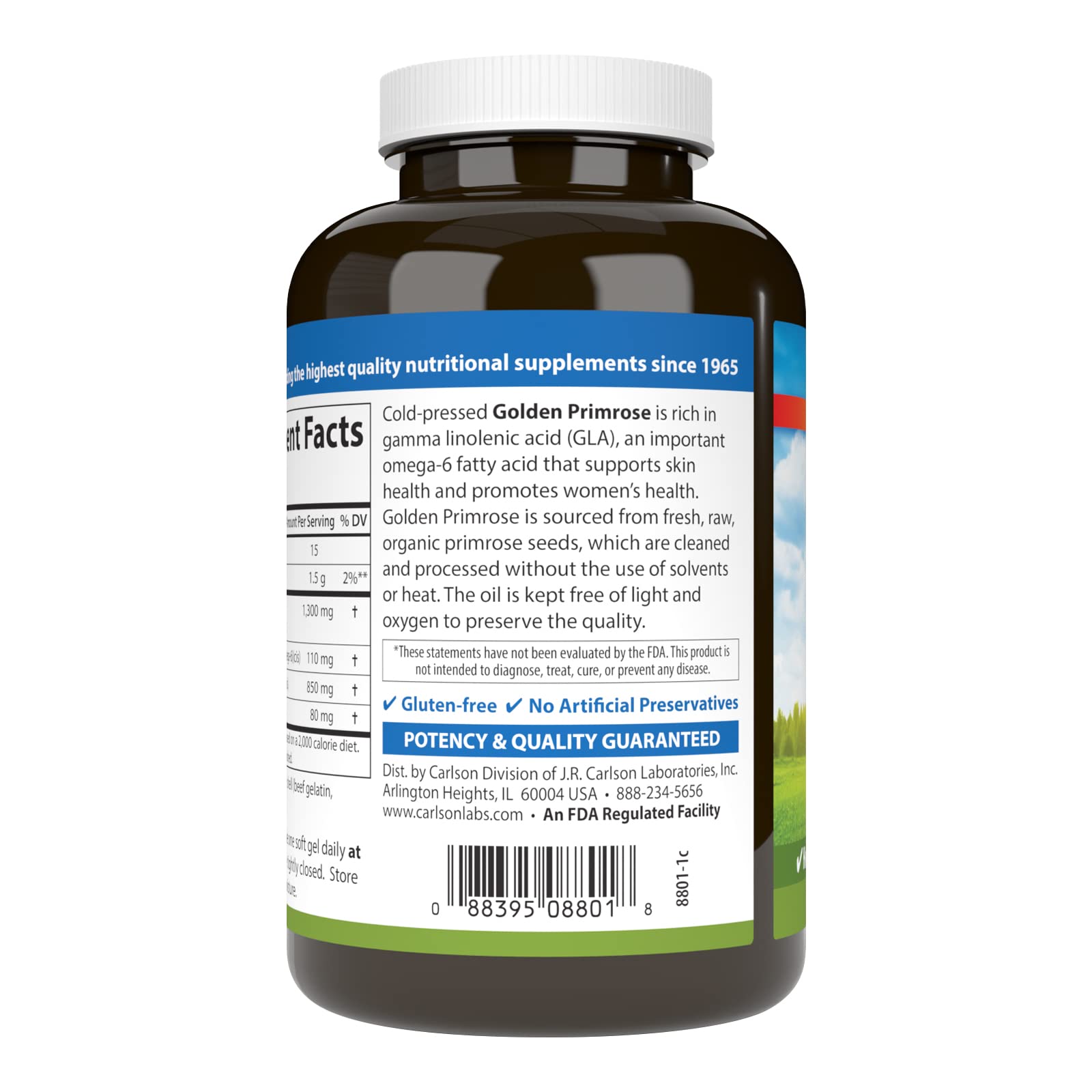 Carlson Aceite de Onagra orgánico; flores de origen natural.