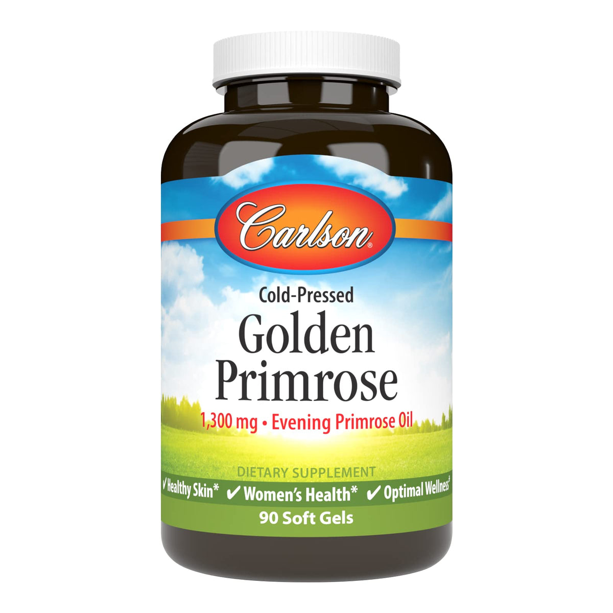Carlson Aceite de Onagra prensado en frío; botella para piel saludable.
