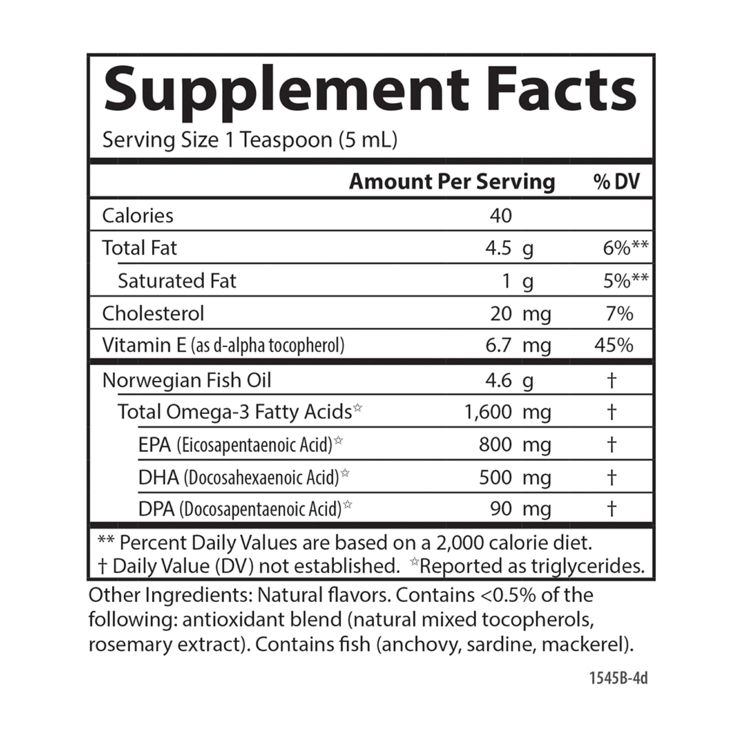 Carlson Aceite de Pescado 1600 mg, frasco de 500 ml listo para usar.