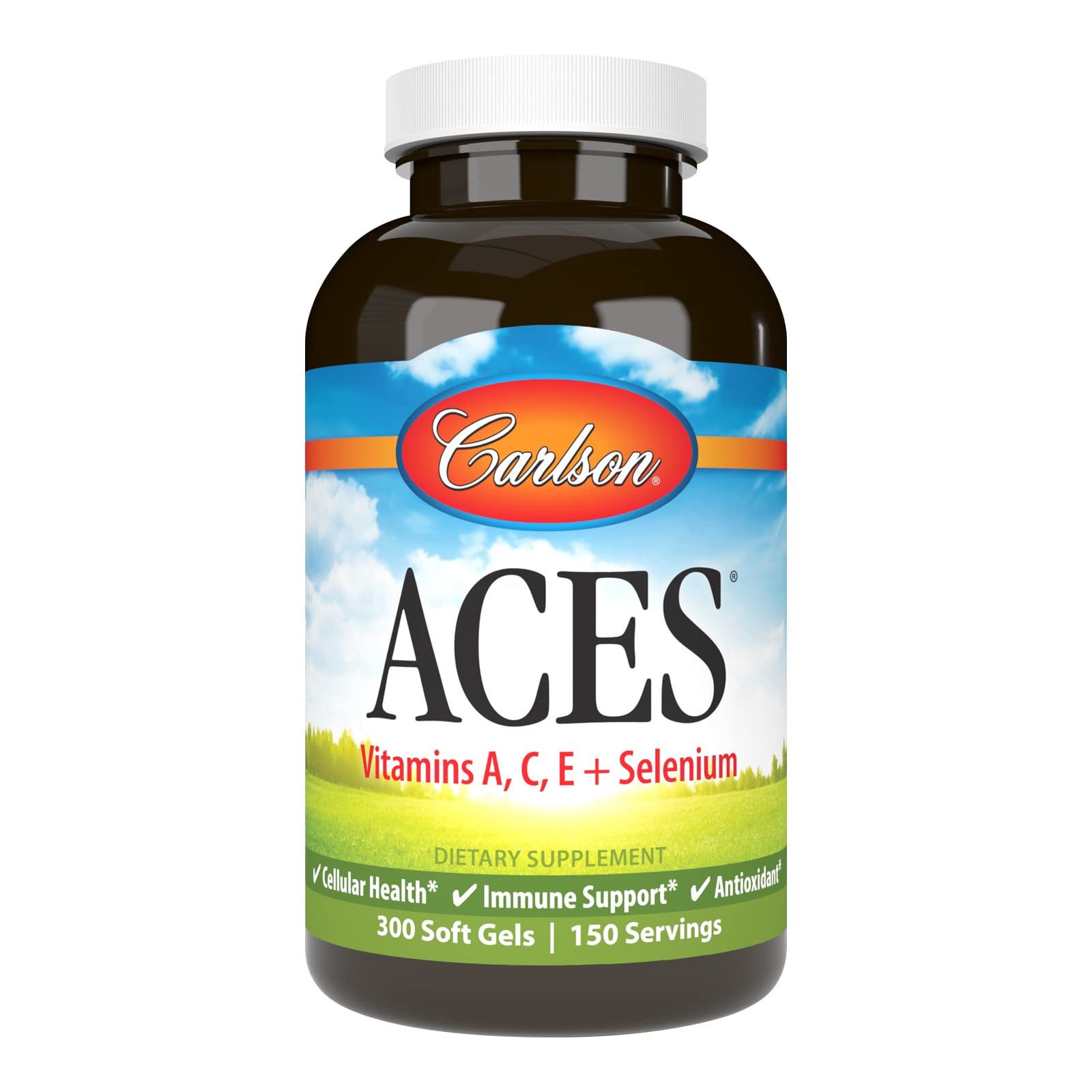 Carlson ACES: botella de cápsulas blandas lista para uso diario.