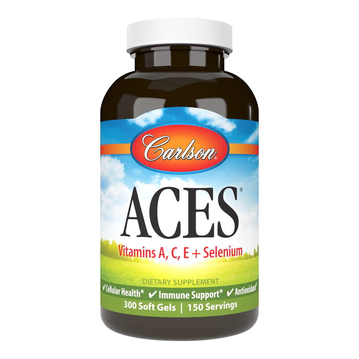 Carlson ACES: botella de cápsulas blandas lista para uso diario.