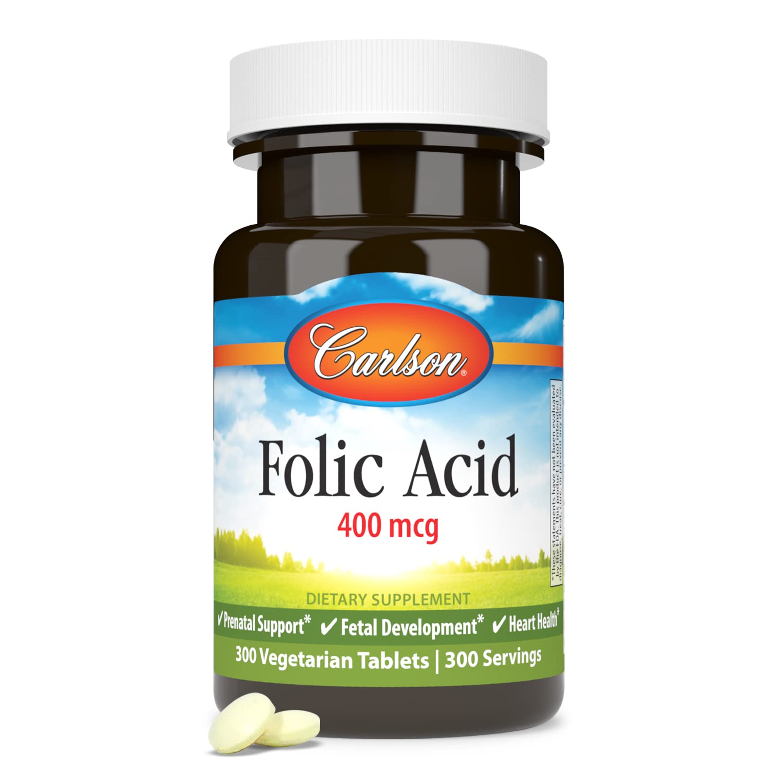 Carlson ácido fólico 400 mcg, caja-empaque, potencia y calidad garantizadas