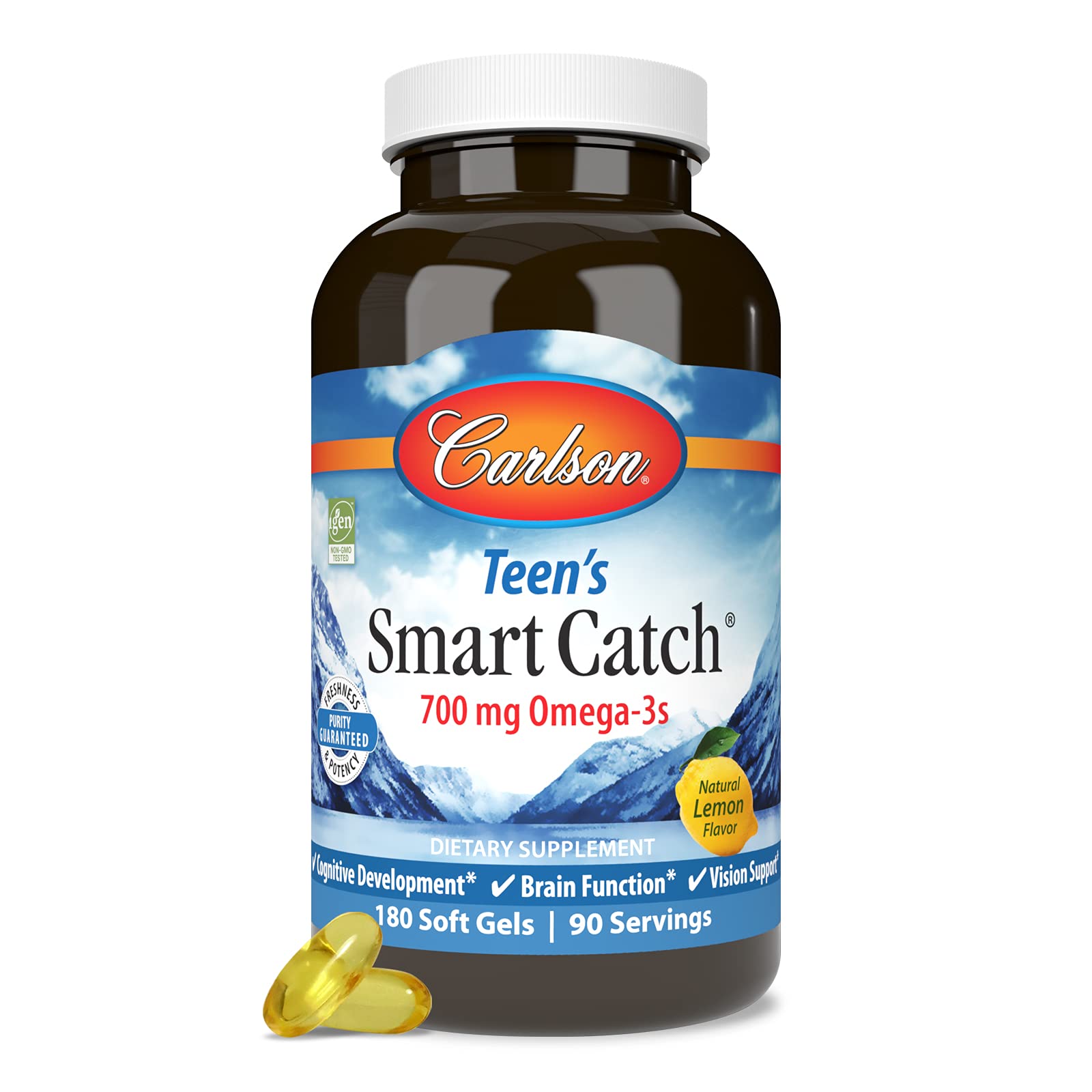 Carlson Smart Catch para adolescentes: botella visible para toma diaria.