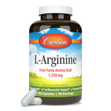 Carlson L-Arginina 675 mg: vista de la espalda de la caja con detalles útiles.