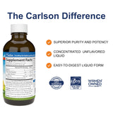 Carlson B-6 líquido frasco detalle etiqueta resalta ingredientes y sabor frambuesa-limón