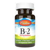 Carlson B-2 riboflavina 100 mg, botella frente, soporte para energía diaria