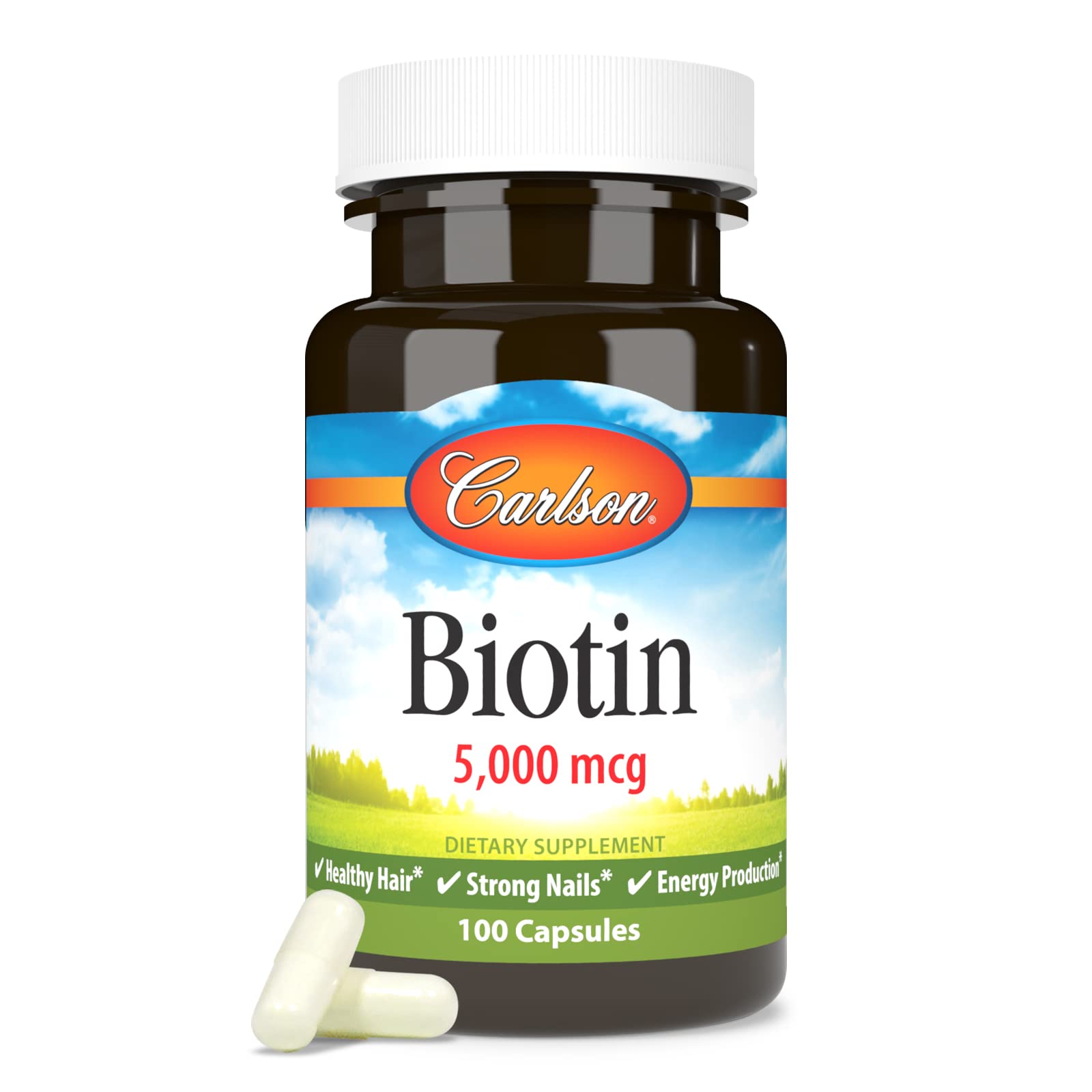 Carlson Biotina 5000mcg - fórmula hidrosoluble para absorción eficiente.