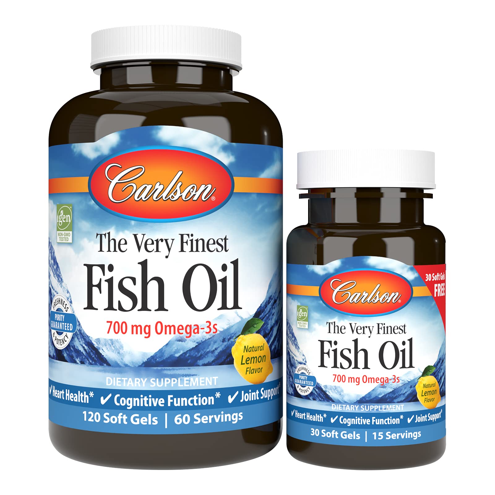 Carlson botella de aceite de pescado limón: uso diario para bienestar general.