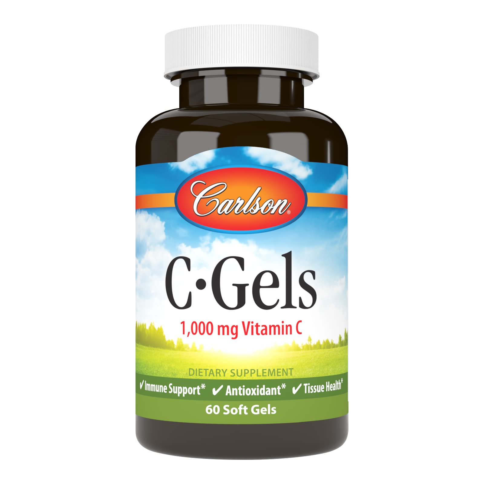 Carlson C-Gel 1000 mg, cápsulas suaves, apoya la salud inmunitaria y la protección antioxidante.