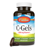 Envase de Carlson C-Gel en primer plano, subrayando calidad y pureza de la vitamina C.