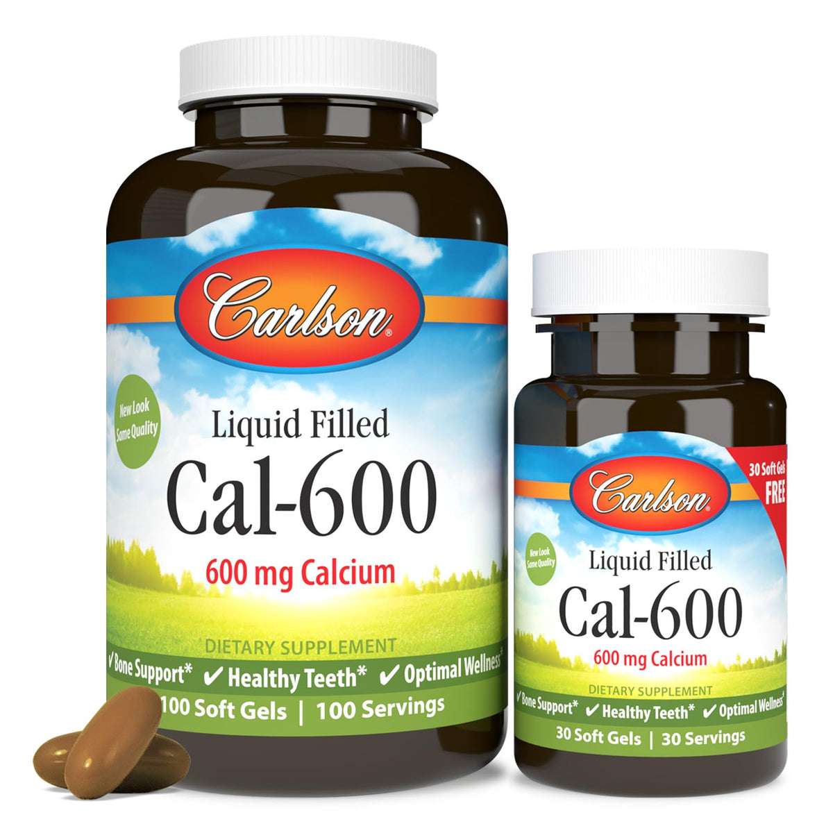 Carlson Cal-600 botella: apoyo potencial para huesos y dientes sanos.