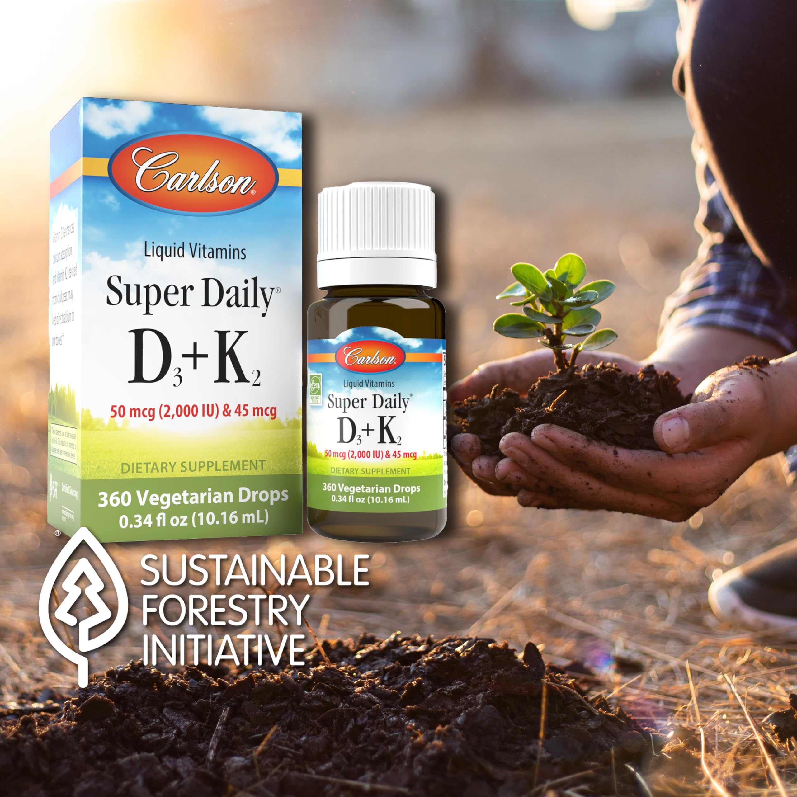 Carlson calcio y huesos con D3 y K2 para salud ósea.