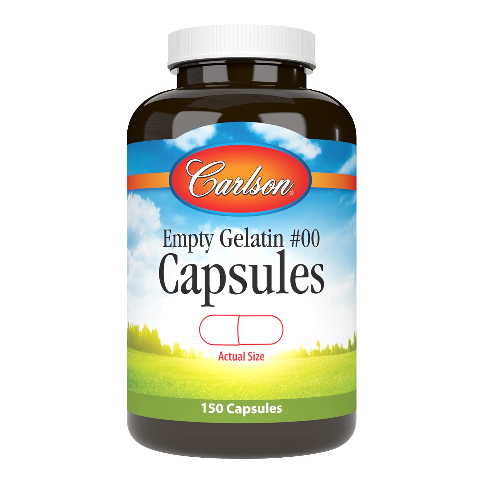 Carlson cápsulas gelatina vacía #00, fáciles de separar para rellenar con tus ingredientes.