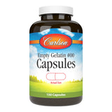 Carlson cápsulas gelatina vacía #00, fáciles de separar para rellenar con tus ingredientes.