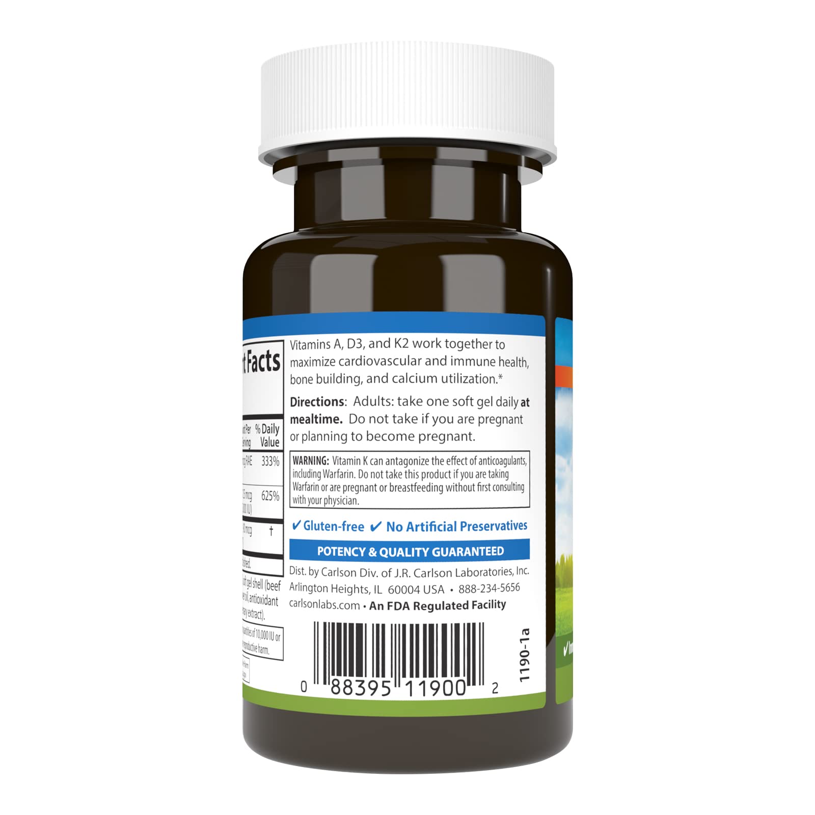 Carlson certificado de control de calidad garantiza potencia y pureza.