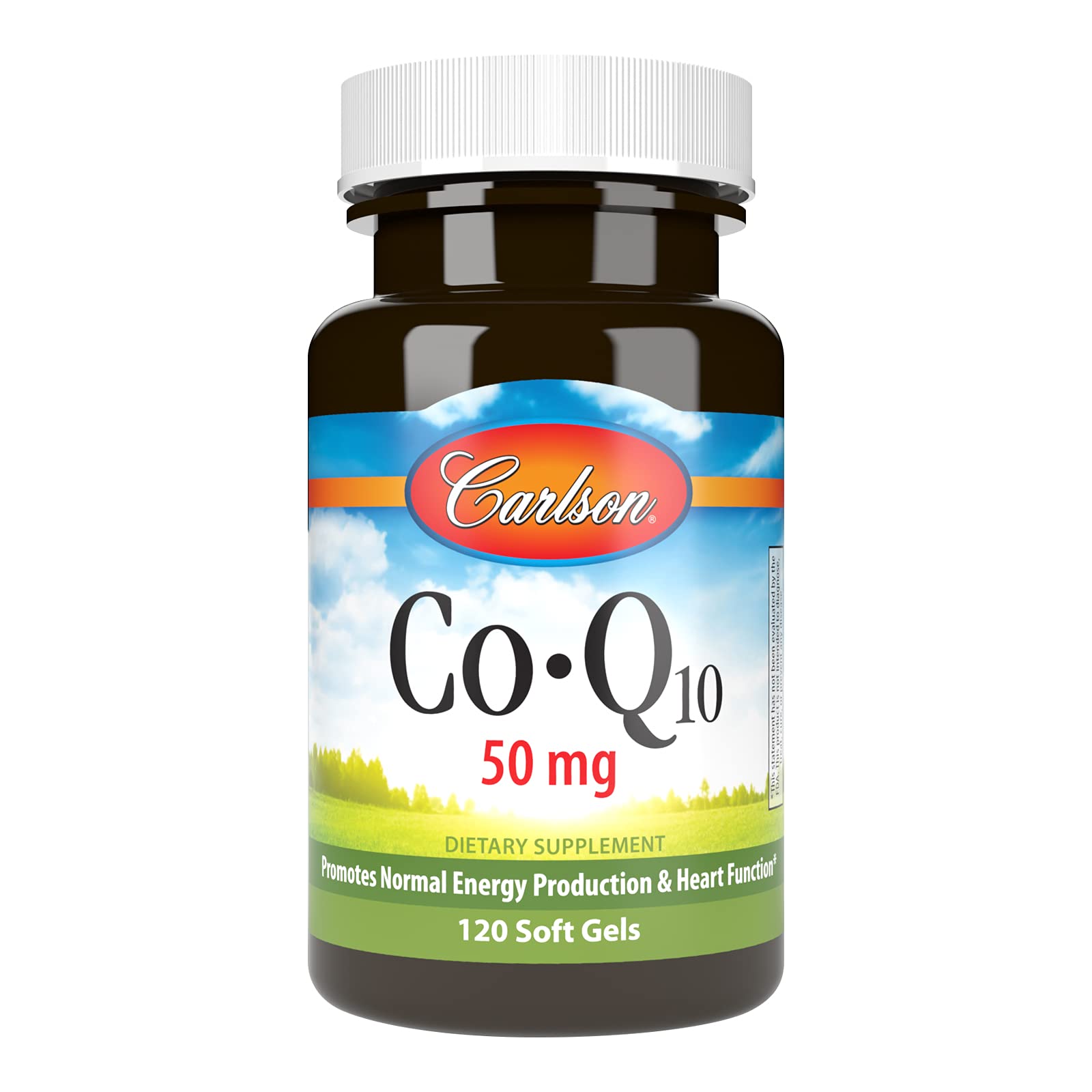 Carlson CoQ10, cápsulas suaves en frasco visible para energía diaria