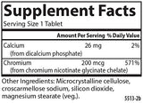 Carlson cromio quelatado 200 mcg – frasco abierto muestra las tabletas.
