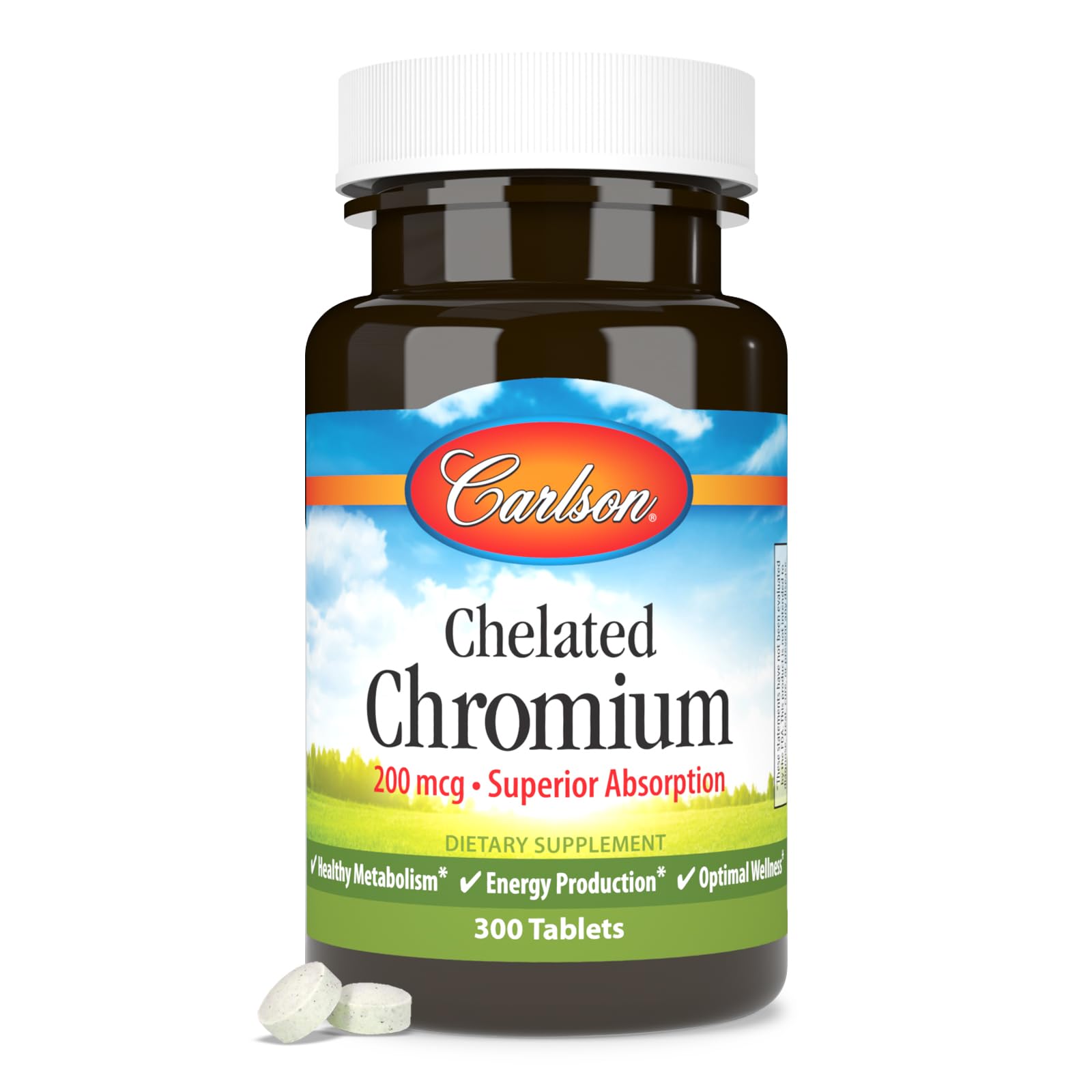 Carlson cromio quelatado 200 mcg – frasco cerrado con etiqueta de confianza.