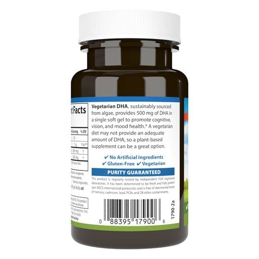 Carlson DHA de algas, fuente sostenible, apoyo potencial para la salud cerebral.