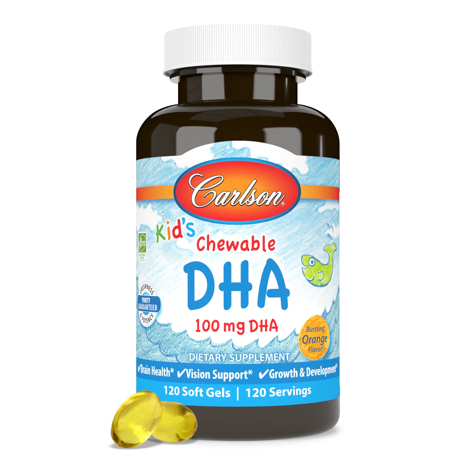 Carlson DHA para niños: textura masticable suave adecuada para la ingesta diaria.