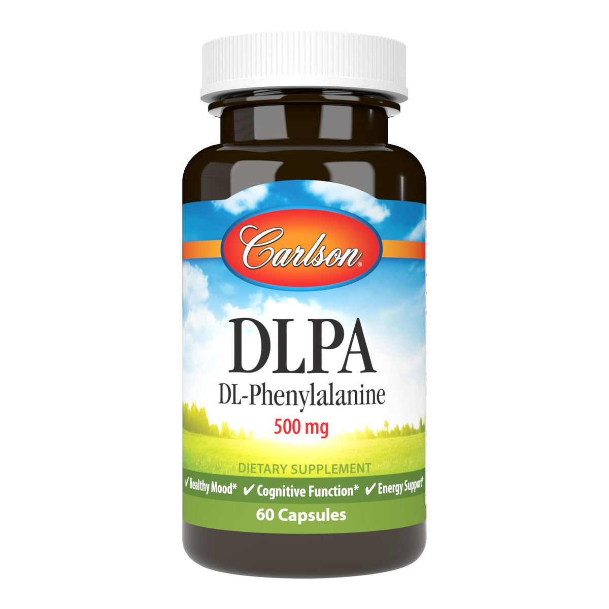 Carlson DLPA botella con cápsulas de fenilalanina 500 mg para uso diario