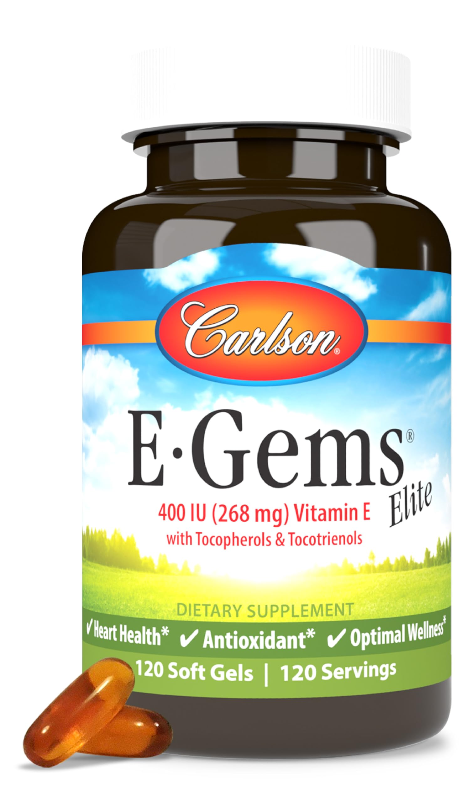 Carlson E-Gems Elite 400IU cápsulas suaves, apoyo cardiovascular posible.