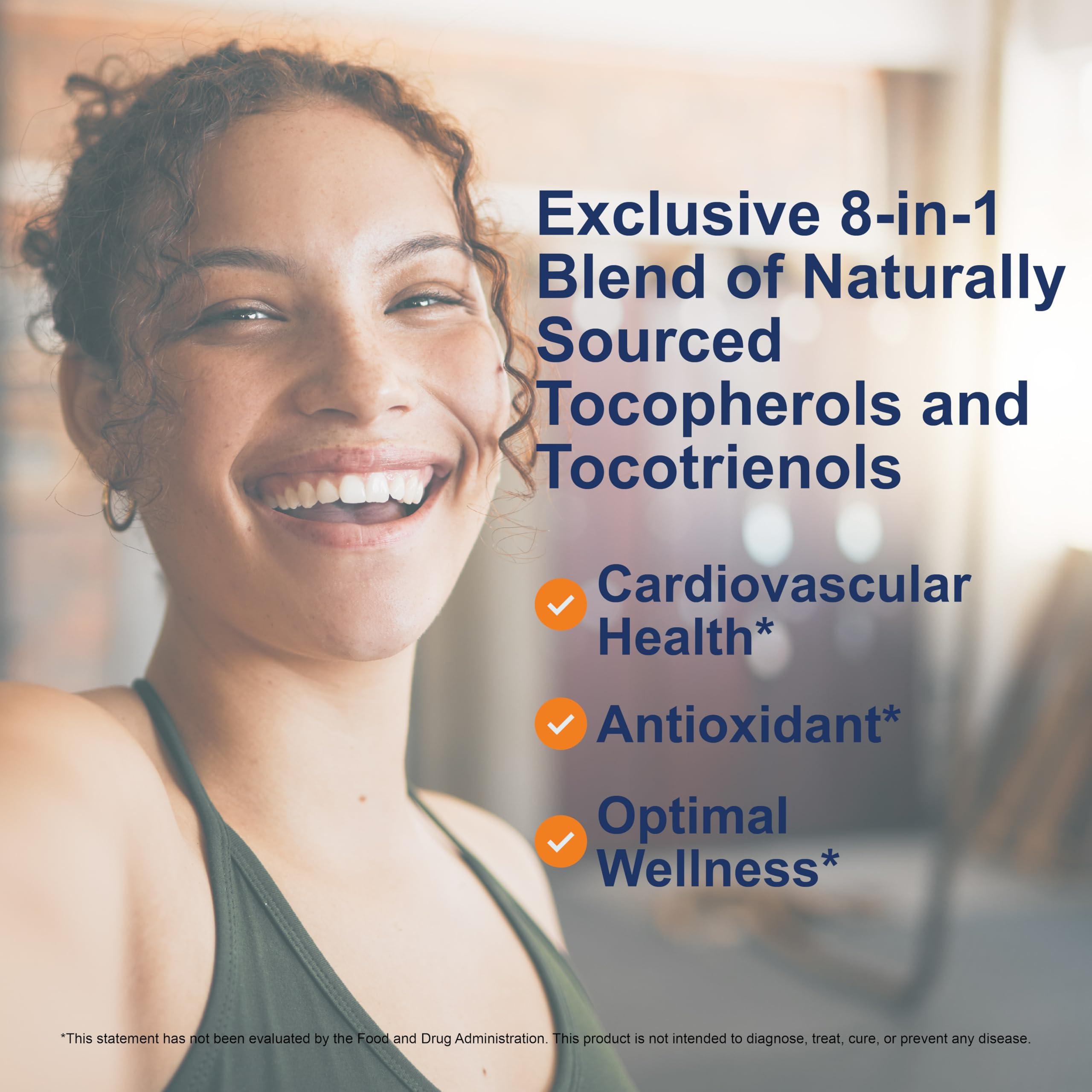 Carlson E-Gems Elite botella frontal, dosis de 400IU de vitamina E.