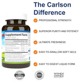 Carlson E-Gems Elite etiqueta detallada, fórmula de ocho formas de vitamina E.