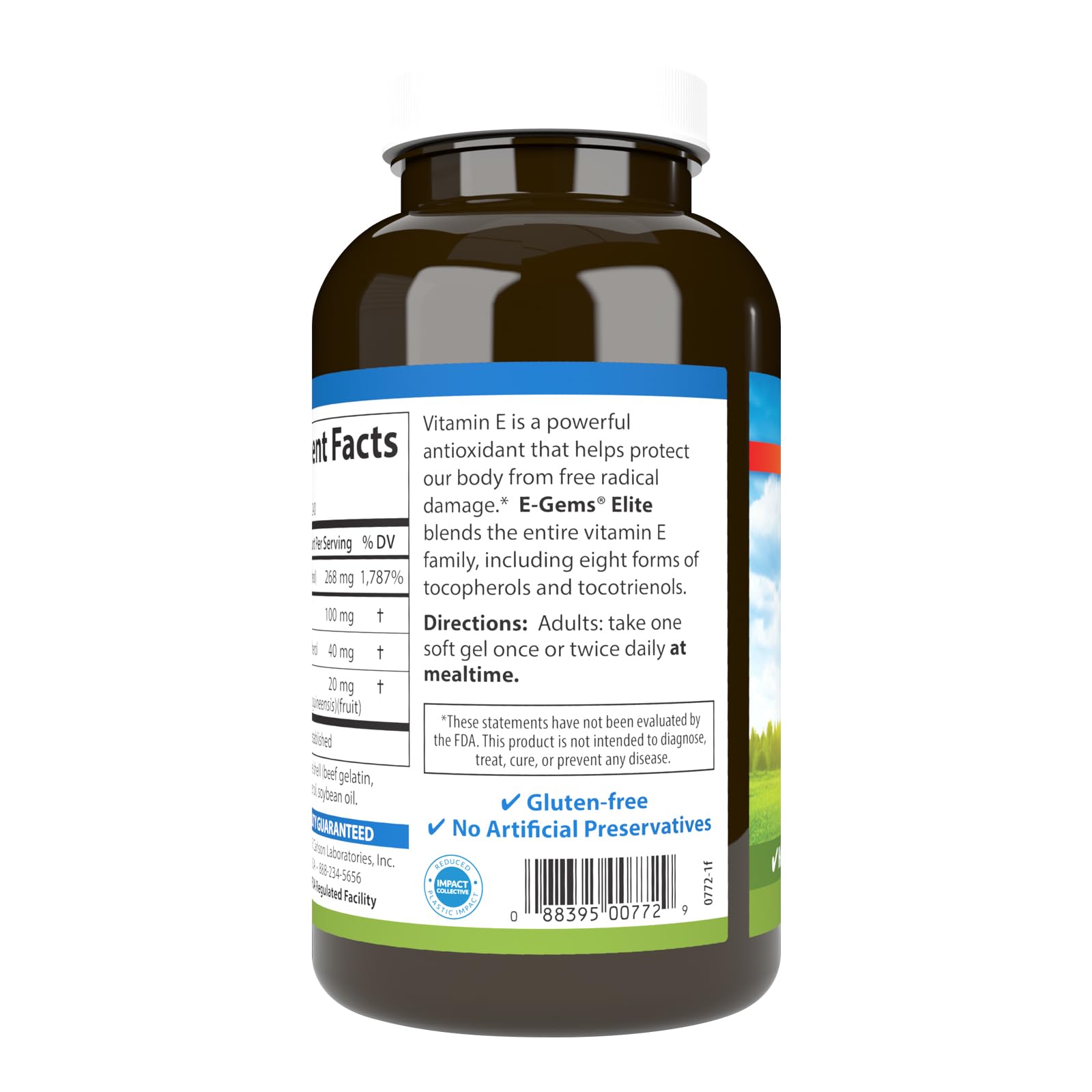 Carlson E-Gems Elite, etiqueta frontal con información de potencia.
