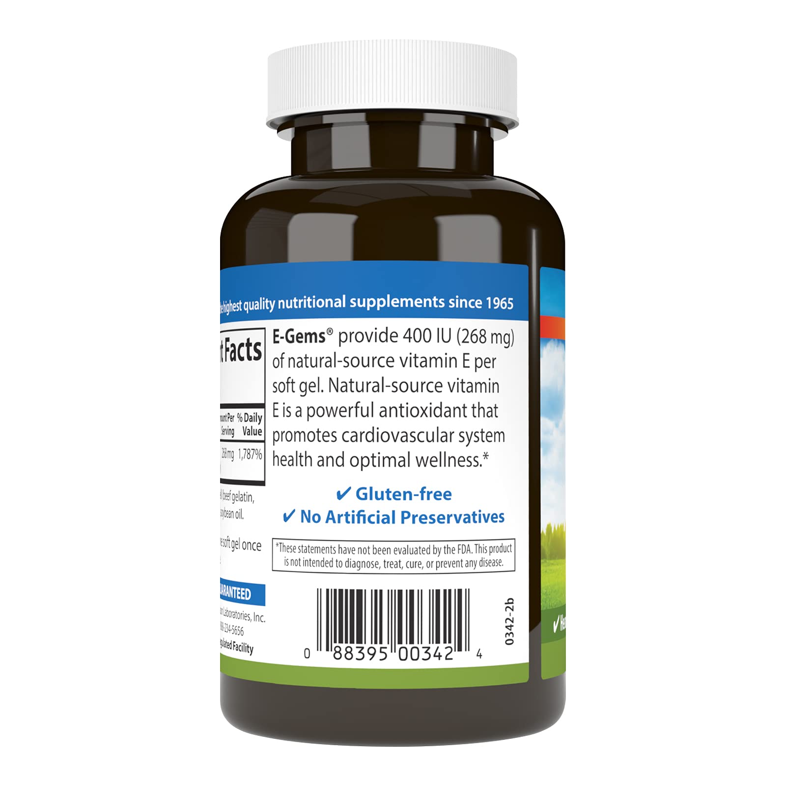 Carlson E-Gems etiqueta frontal con 400 UI de vitamina E